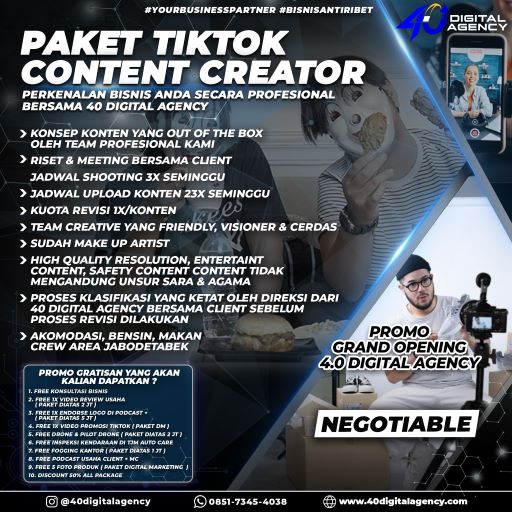 Paket 4.0 Digital Agency ( Konten Kreator Tiktok )